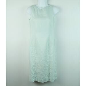 Vintage 90s Laura Ashley Pastel Green Linen Sheath Dress Preppy Minimal US 4